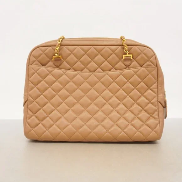 Authentic Chanel NEW quilted camel leather brown lambskin tote with wallet LWILL - Picture 4 of 12